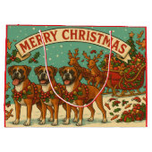 Christmas Boxer Dogs Gift Bag Große Geschenktüte (Rückseite)