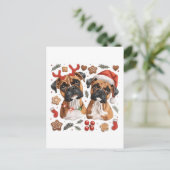 Christmas Boxer Hunde Postkarte (Stehend Vorderseite)