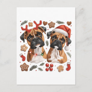 Christmas Boxer Hunde Postkarte