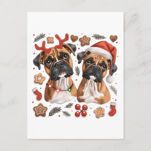 Christmas Boxer Hunde Postkarte (Vorderseite)
