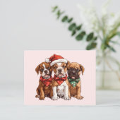 Christmas Boxer Hunde Postkarte (Stehend Vorderseite)