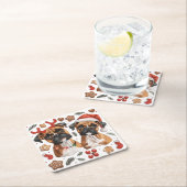 Christmas Boxer Hunde Rechteckiger Pappuntersetzer (Vor Ort)