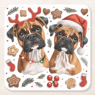 Christmas Boxer Hunde Rechteckiger Pappuntersetzer