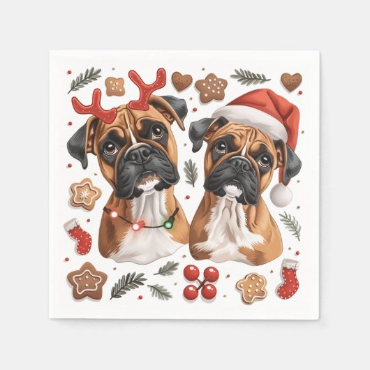 Christmas Boxer Hunde Serviette (Vorderseite)