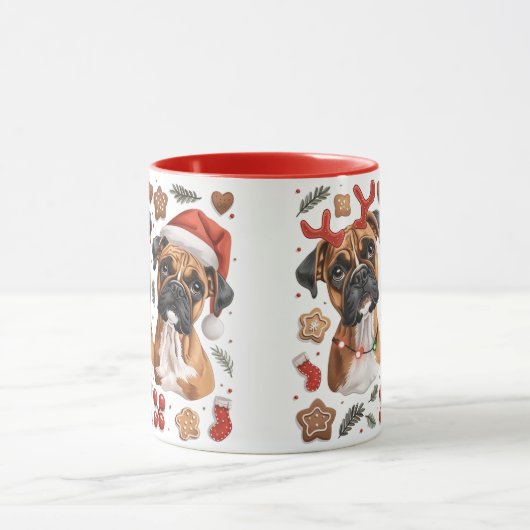 Christmas Boxer Hunde Tasse (Zentrum)