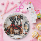 Christmas Boxer Puppy Pappteller (Party)