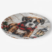 Christmas Boxer Puppy Pappteller (Schrägansicht)
