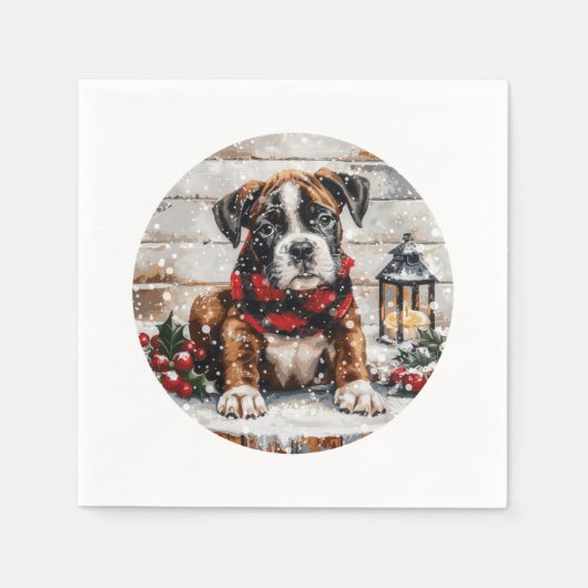 Christmas Boxer Puppy Serviette (Vorderseite)