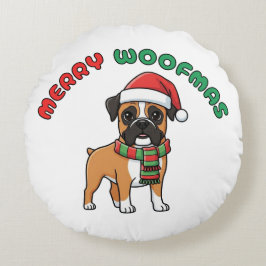 Christmas Boxer Round Pillow: Frohe Weihnachten Rundes Kissen