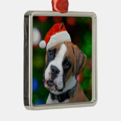 Christmas Boxer Silbernes Ornament (Rechts)