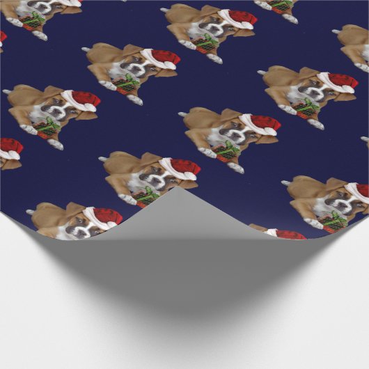 Christmas Boxer Welpe Geschenkpapier (Ecke)