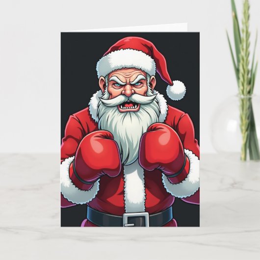 Christmas Boxing Santa Karte (Vorderseite)
