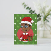 Christmas boy cartoon holiday postcard feiertagspostkarte (Stehend Vorderseite)
