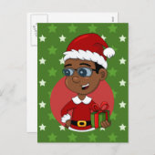 Christmas boy cartoon holiday postcard feiertagspostkarte (Vorne/Hinten)