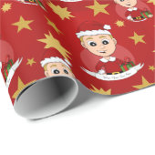 Christmas boy cartoon wrapping paper geschenkpapier (Rolleneckpunkt)
