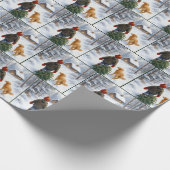Christmas Boy Dragging an Evergreen Tree Home Geschenkpapier (Ecke)