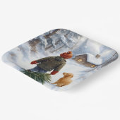 Christmas Boy In Snowflakes With Pine Tree and Dog Pappteller (Gewinkelt)