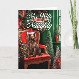 Christmas Boykin Spaniel Dog Naughty oder Nice Feiertagskarte