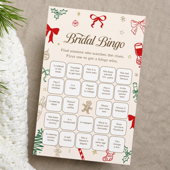Christmas Bridal Shower Find the Guest Bingo Game (Von Creator hochgeladen)