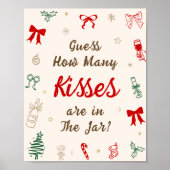 Christmas Bridal Shower Guess How Many Kisses Poster (Vorne)