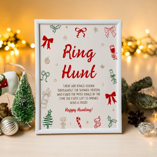 Christmas Bridal Shower Ring Hunt Game Poster