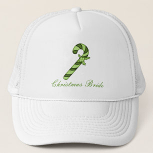 "Christmas Bride" - Sage Green Candy Cane Trucker Truckerkappe