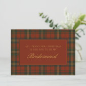Christmas Bridesmaid Proposal Festive Holiday  Karte (Stehend Vorderseite)