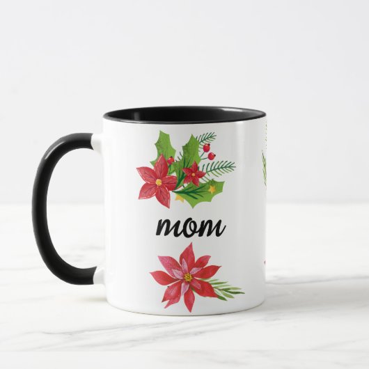 Christmas Bright Holly Black Script Mama Black Tasse (Links)