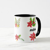 Christmas Bright Holly Black Script Mama Black Tasse (VorderseiteRechts)