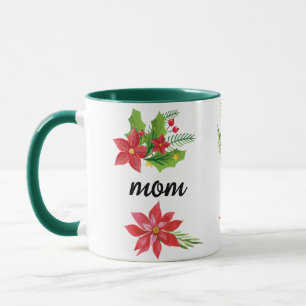 Christmas Bright Holly Black Script Mama Green Tasse