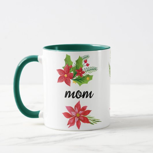 Christmas Bright Holly Black Script Mama Green Tasse (Links)