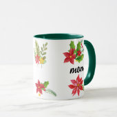 Christmas Bright Holly Black Script Mama Green Tasse (VorderseiteRechts)