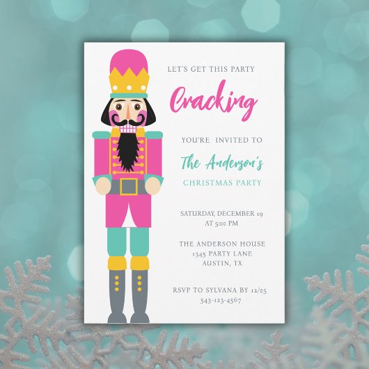 CHRISTMAS BRIGHT PINK NUTCRACKER PARTY URLAUB EINLADUNG