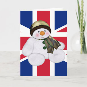 Christmas British Soldier Snowman Feiertagskarte