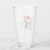 Christmas Brown Art English Bulldog Wigglebutt Glas (Rückseite)