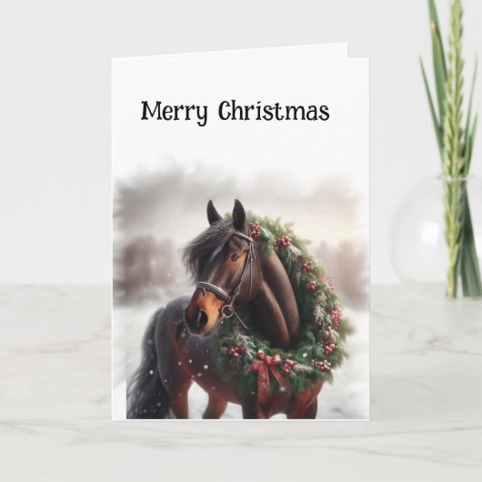 Christmas Brown Horse Kreath Karte (Vorderseite)