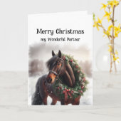Christmas Brown Horse Wunderbarer Partner Wreath Karte (Gelbe Blume)