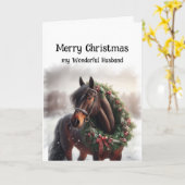 Christmas Brown Horse Wunderschöner Husband Kranz Karte (Gelbe Blume)