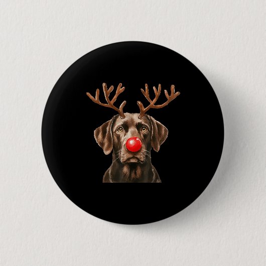 Christmas Brown Labrador Retriever Reindeer Dog Lo Button (Vorderseite)