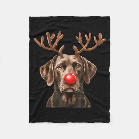 Christmas Brown Labrador Retriever Reindeer Dog Lo Fleecedecke (Vorderseite)