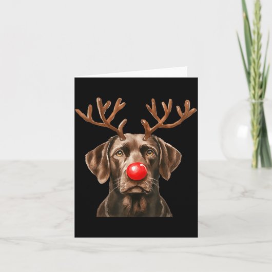 Christmas Brown Labrador Retriever Reindeer Dog Lo Karte (Vorderseite)