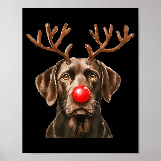 Christmas Brown Labrador Retriever Reindeer Dog Lo Poster (Vorne)