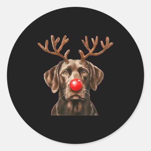 Christmas Brown Labrador Retriever Reindeer Dog Lo Runder Aufkleber (Vorderseite)