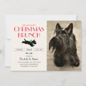 Christmas Brunch Party Scottie Dog Foto Green Einladung (Vorderseite)