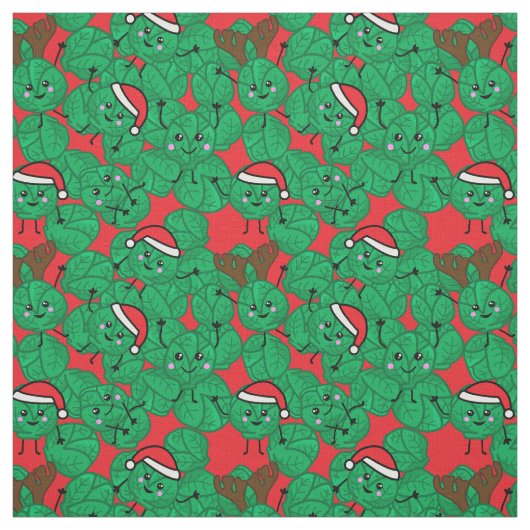 Christmas Brussel Sprossen Niedliches Essen Gemust Stoff (Muster)