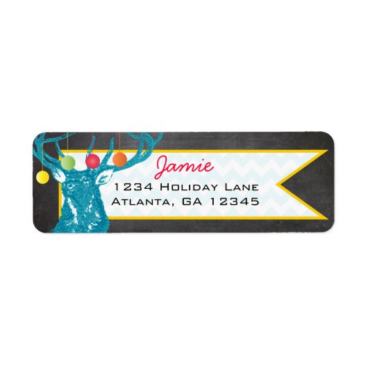 Christmas Buck Deer Chalkboard-Rücksendeadresse (Vorne)
