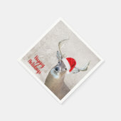 Christmas Buck Deer mit Weihnachtsmannmütze Serviette (Ecke)