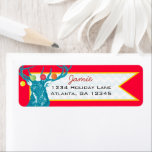Christmas Buck Deer Rücksendeadresse<br><div class="desc">Niedliches Vintages Aqua Deer mit farbenfrohen Ornamenten</div>