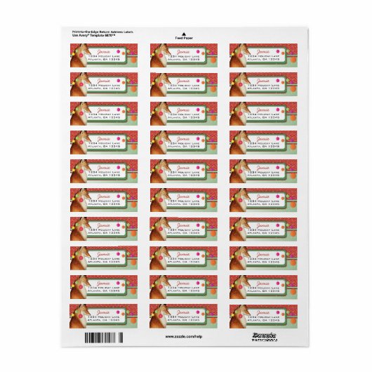 Christmas Buck Deer Zig Zag Pattern Rücksendeadres (Vorne)