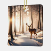 Christmas Buck In Winter Forest Keramikornament (Links)